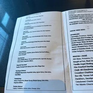 a menu for a restaurant on a table