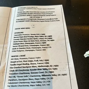 a menu for a restaurant on a table