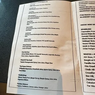 a menu for a restaurant
