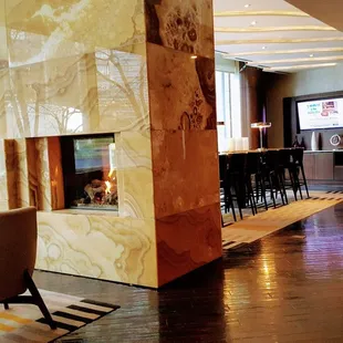 Seating by the fireplace