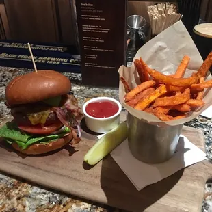 Angus Burger with Sweet Potato Fries