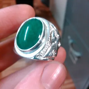 Made to look exactly like a copper ring owned by the customer.  Check out the hand carved details on the side!