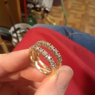 Matching diamond anniversary bands.