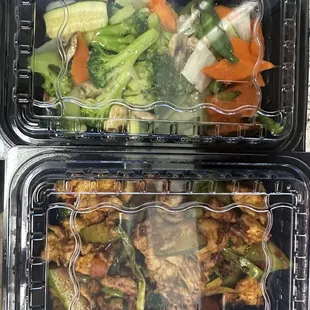 Buddhas Delight and House Spicy Chicken