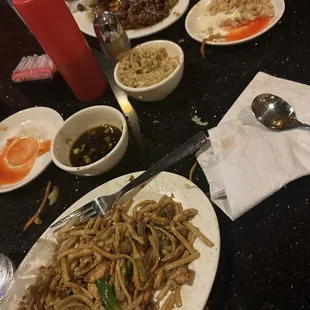 Combination Lo Mein and Sesame Chicken