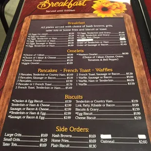 Menu-breakfast