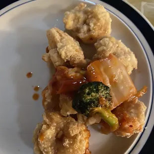 Fried shrimp with veggies