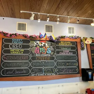 a menu on a chalkboard
