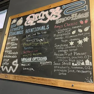 a menu on a chalkboard