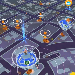 Snapshots of nearby Gyms and Pokestops