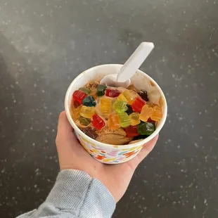 Belgian chocolate with gummy bears.