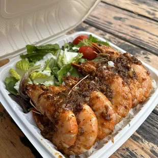 Garlic shrimp platter - SO GOOD. This was the best shrimp ever.