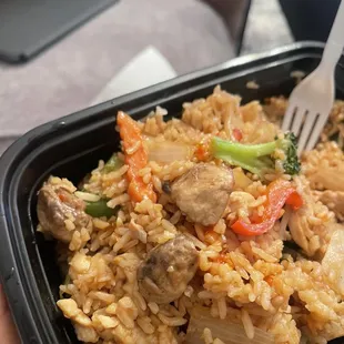 Red pepper, green pepper, and mushroom were all not mentioned on the menu yet added to our orders.