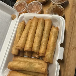 14 spring rolls for $11.20 cash plus 3 homemade plum sauces and 3 homemade peanut sauces. Phenomenal!!!!