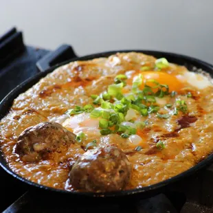 Turkey, meatball, and egg