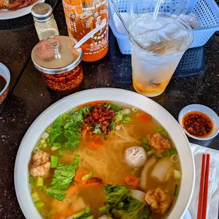 #02.Mi Trieu Chau and #35.Nuoc Xi Muoi (salty plum drink).