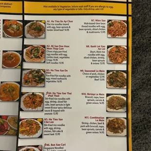 Select noodle dishes