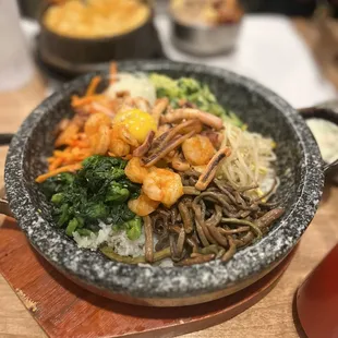 Seafood and vegetable bibimbap