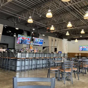 tables and chairs in a restaurant