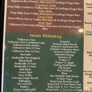 Whiskey selection
