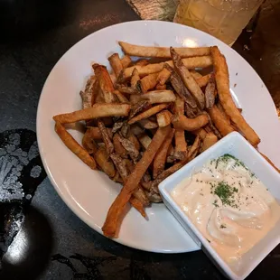 Amazing fries and phenomenal garlic aioli.