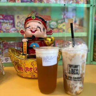 Jasmine tea and Vietnamese ice coffee