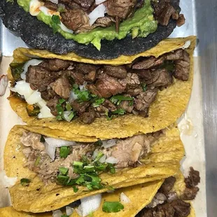 From top to bottom: Vampiro de Fajita, Chile Relleno Especial, Taco de Carnitas, Copy Especial