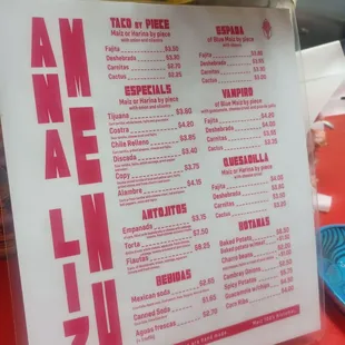 Wonderful, simple menu.