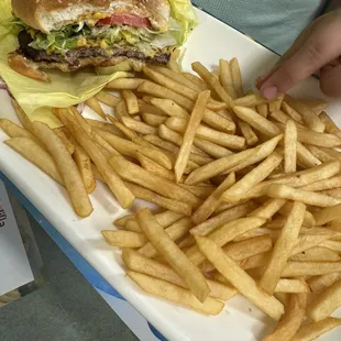 Hamburger and fries