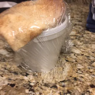 Carry out cup of lentil soup with pita