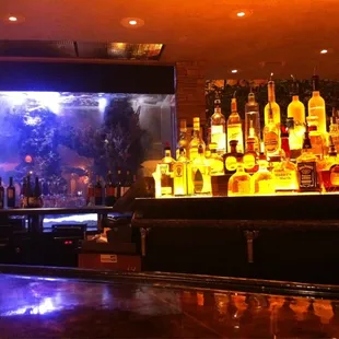 bottles of alcohol on the bar