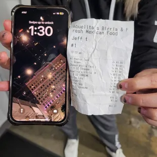 Receipt from Kiosk with time... still haven't received food at this time yet