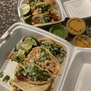 tacos in a styrofoam container