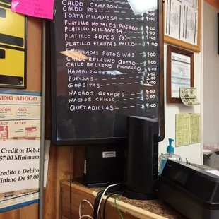 One of the menus at their register. The other board needs prices. I didn&apos;t get a pic.