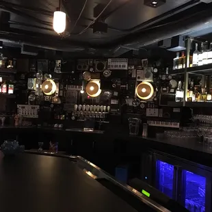 Cool stereo art behind bar