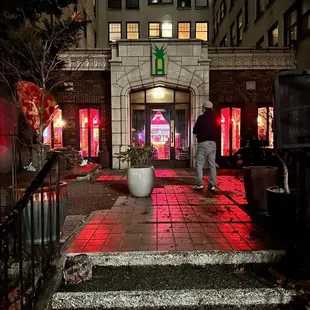 the entrance to the restaurant