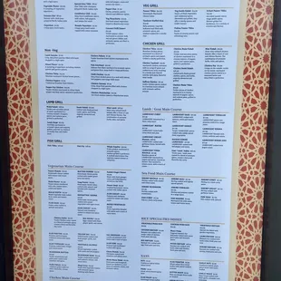 Restaurant menu on front window