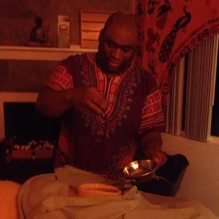 Bill giving a heart basti