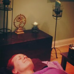 Bliss after receiving an abhyanga