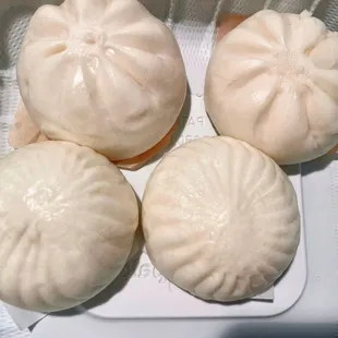 Top: 5. Manchurian Pork Buns $3.50 (aka BBQ pork buns - savory); Bottom: 7. Porcupine Red Bean Buns $3.50 (sweet)