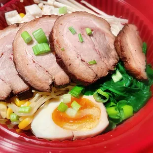 4. Japanese BBQ Pork Ramen $13.95 /soup separately packed for delivery.