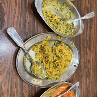 Lamb Biriyani, Tikka Masala, Coconut curry, Saang Paneer, Garlic Naan (we were too excited and forgot to take a picture)