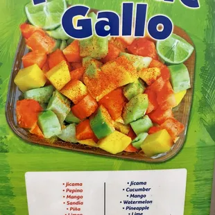 Pick de Gallo menu