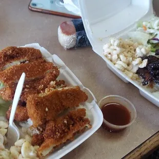 Chicken Katsu plate with Otai drink Short Rib plate  EXCELLENT PORTIONS AND FLAVOR