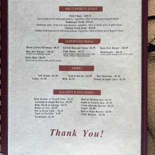 Back page of menu 9 March 2023