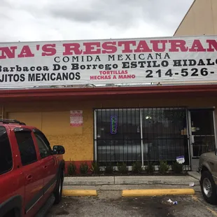 the front of the restaurant