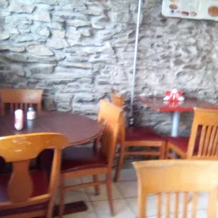 tables and chairs in a restaurant