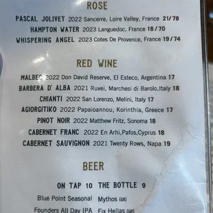 Drink Menu
