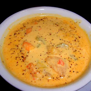 A hearty bowl of blue crab &amp; shrimp chowder