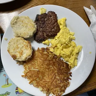 2 egg any style breakfast plate with homemade sausage. Delicious!